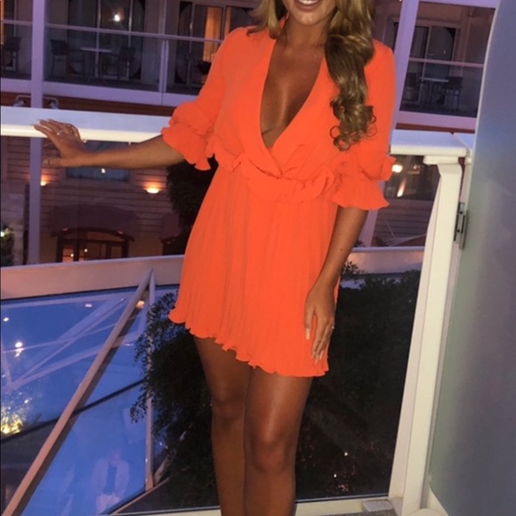 orange frill dress